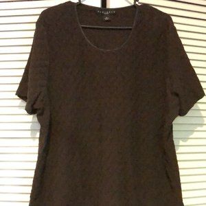 Brown Short-Sleeved Cotton Blend Shirt